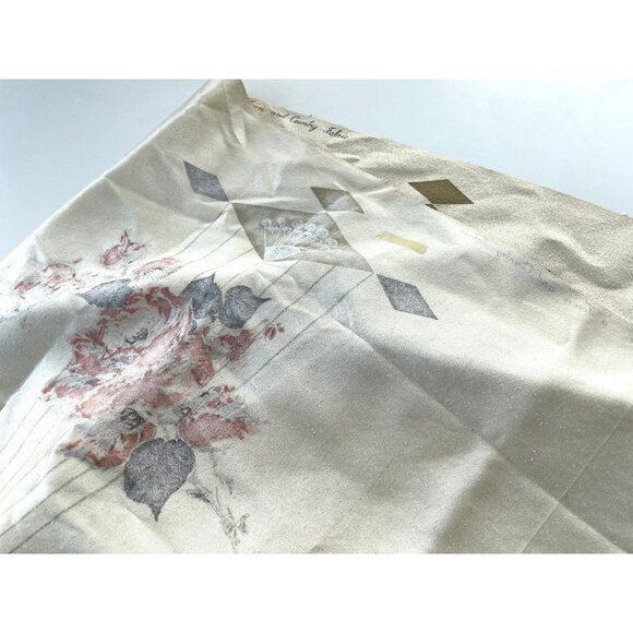 Vintage Mid Century 60s fabric, curtain material, geometric & floral, per yard - Picture 8 of 10